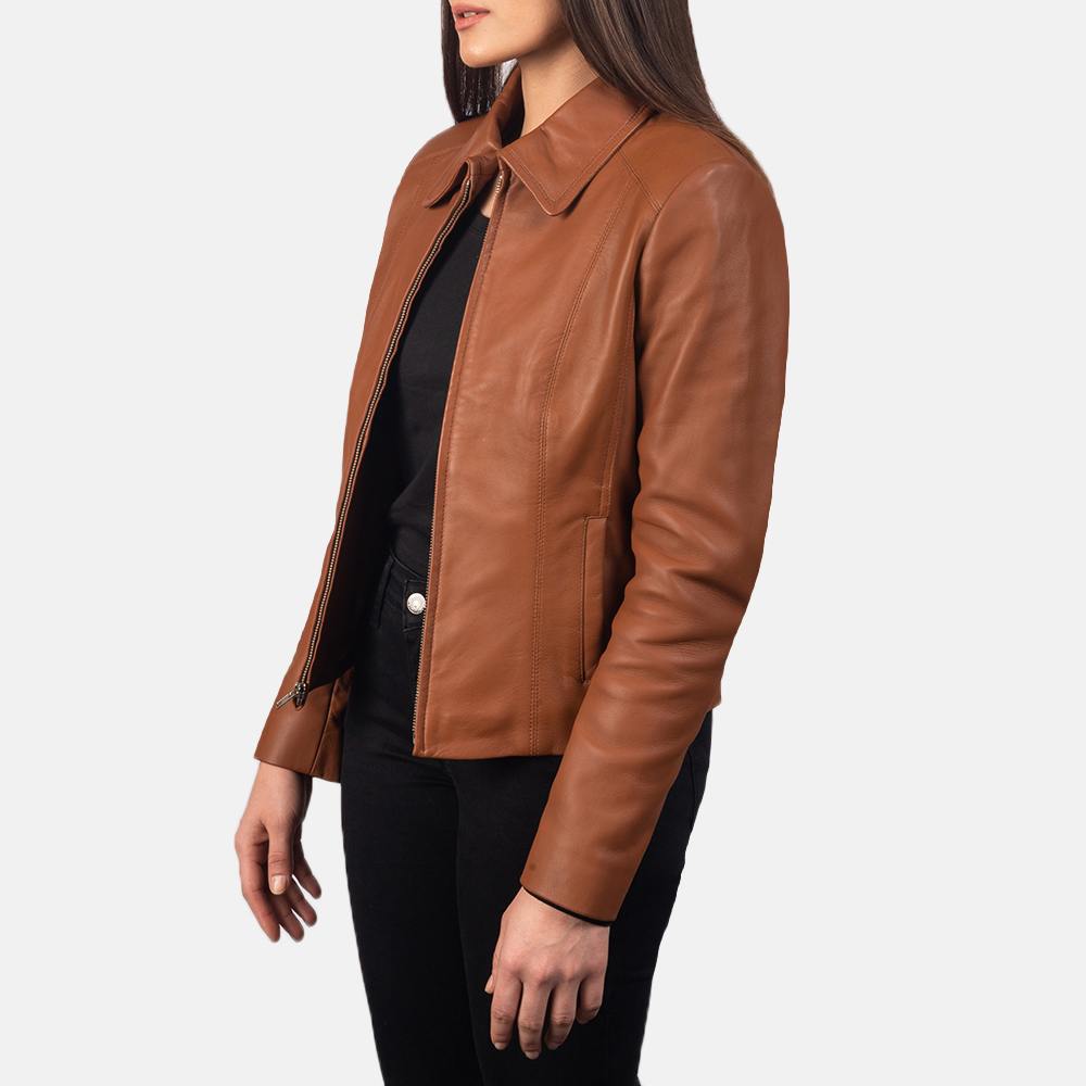 Colette Brown Leather Jacket For Women 3-1551971782831