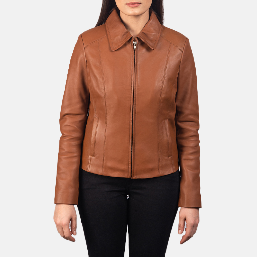 Colette Brown Leather Jacket For Women 4-1551971783041