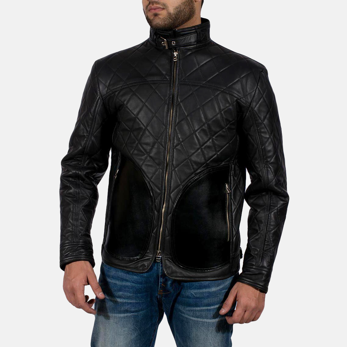 Mens Equilibrium Black Leather Jacket-1491385647926