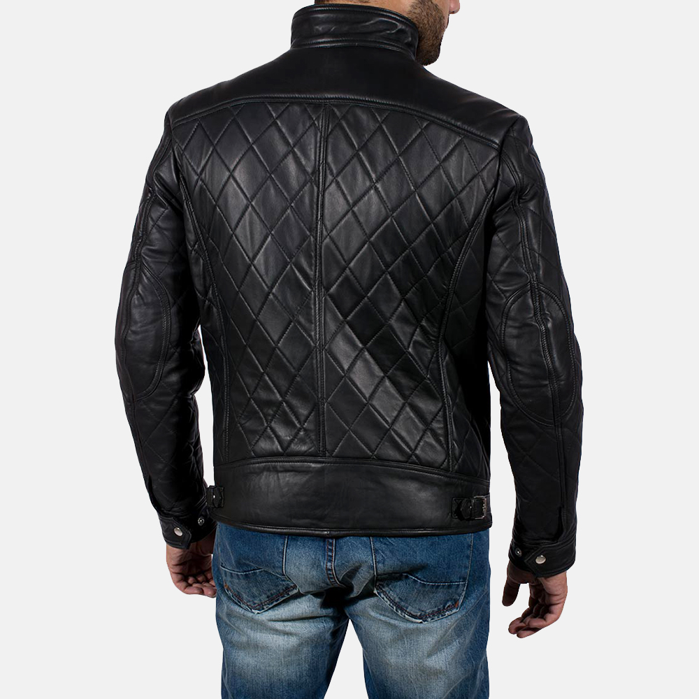 Mens Equilibrium Black Leather Jacket 5-1491385648362