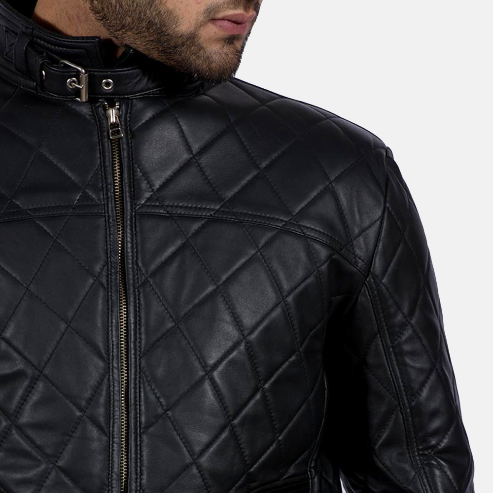 Mens Equilibrium Black Leather Jacket 6-1491385648122