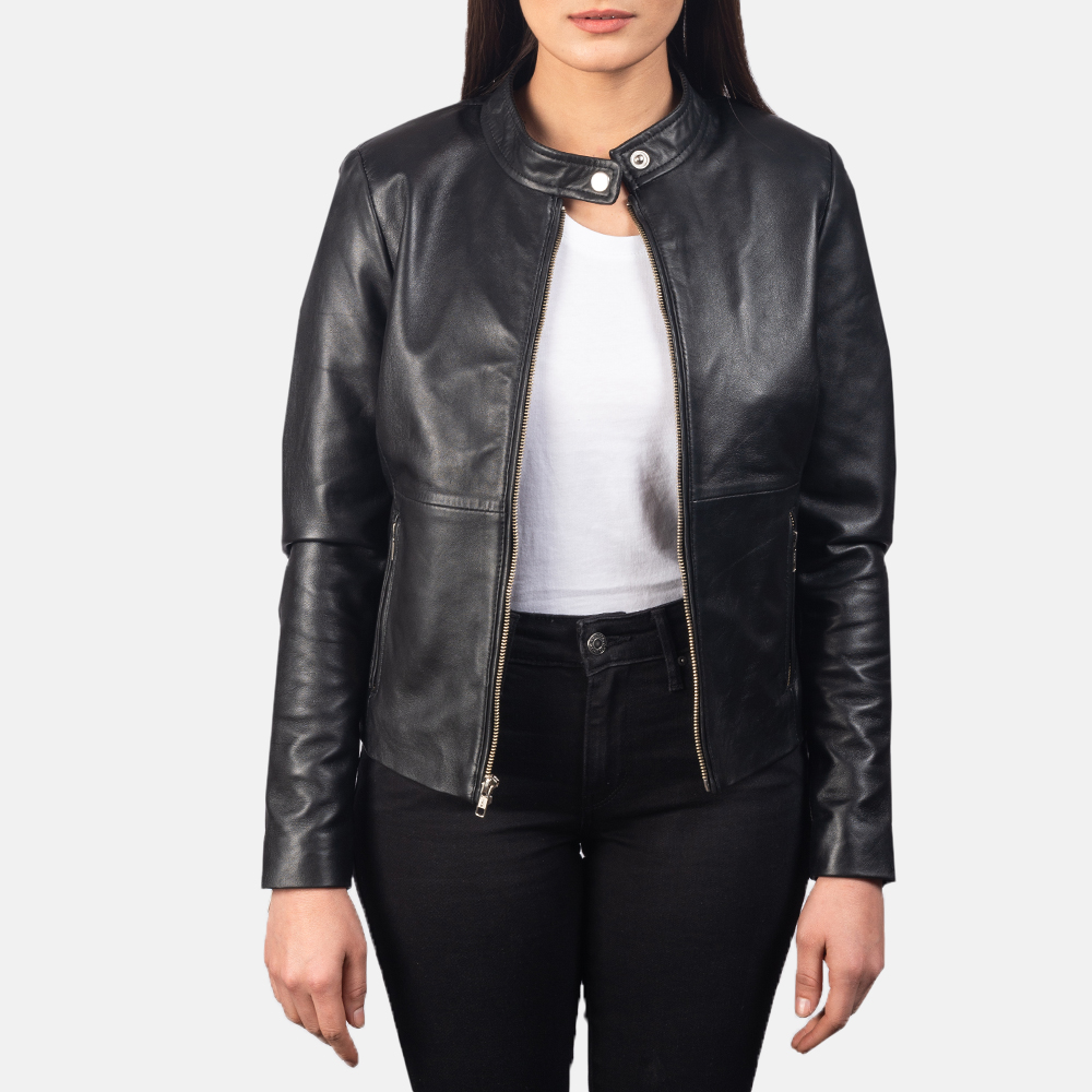 Rave Black Leather Biker Jacket For Women 2-1551971892122