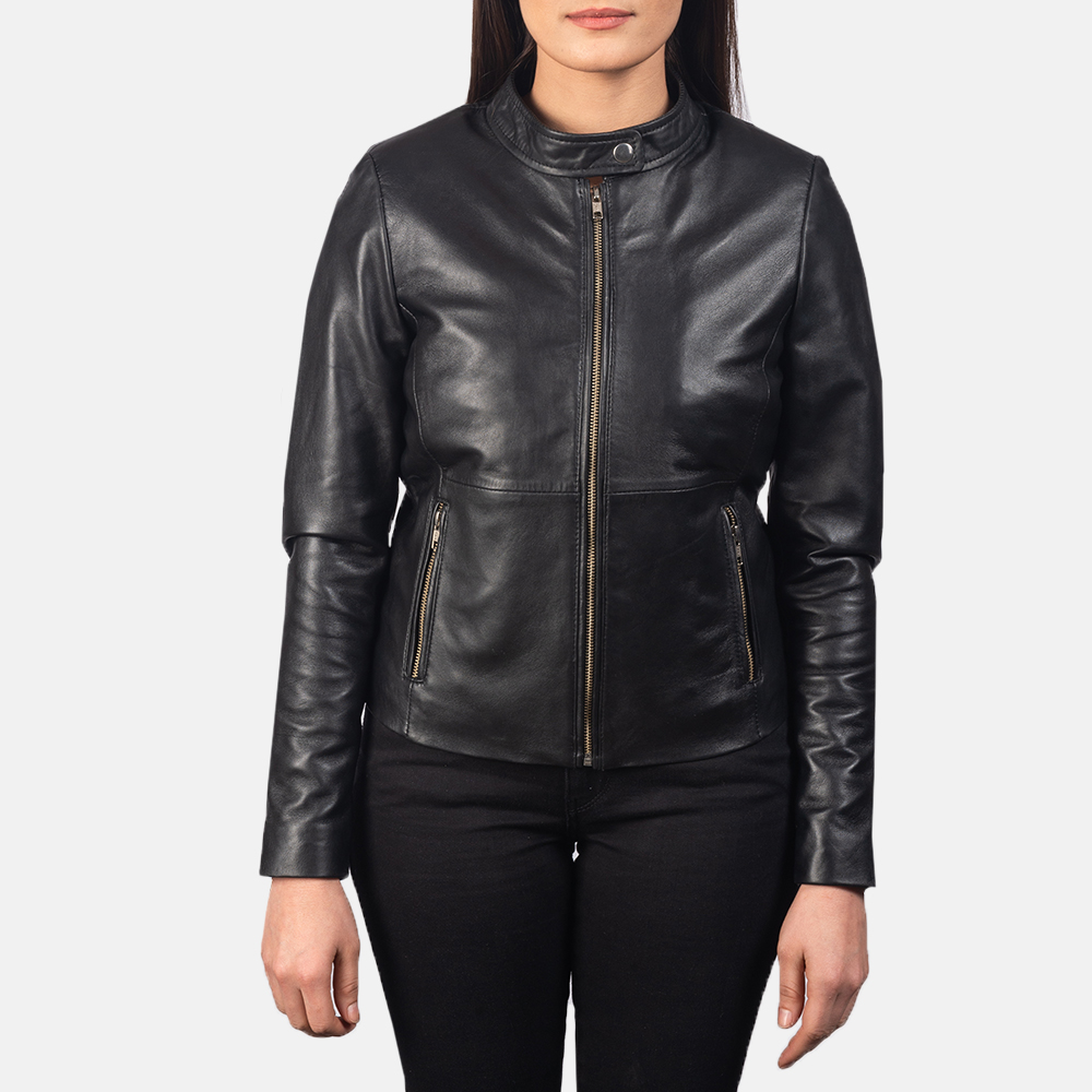 Rave Black Leather Biker Jacket For Women 4-1551971892225