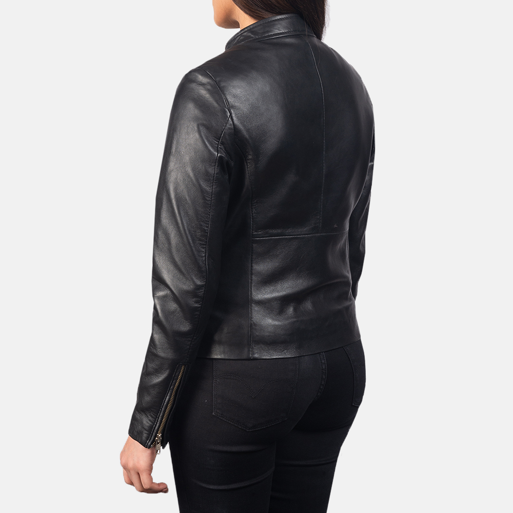 Rave Black Leather Biker Jacket For Women 5-1551971892350