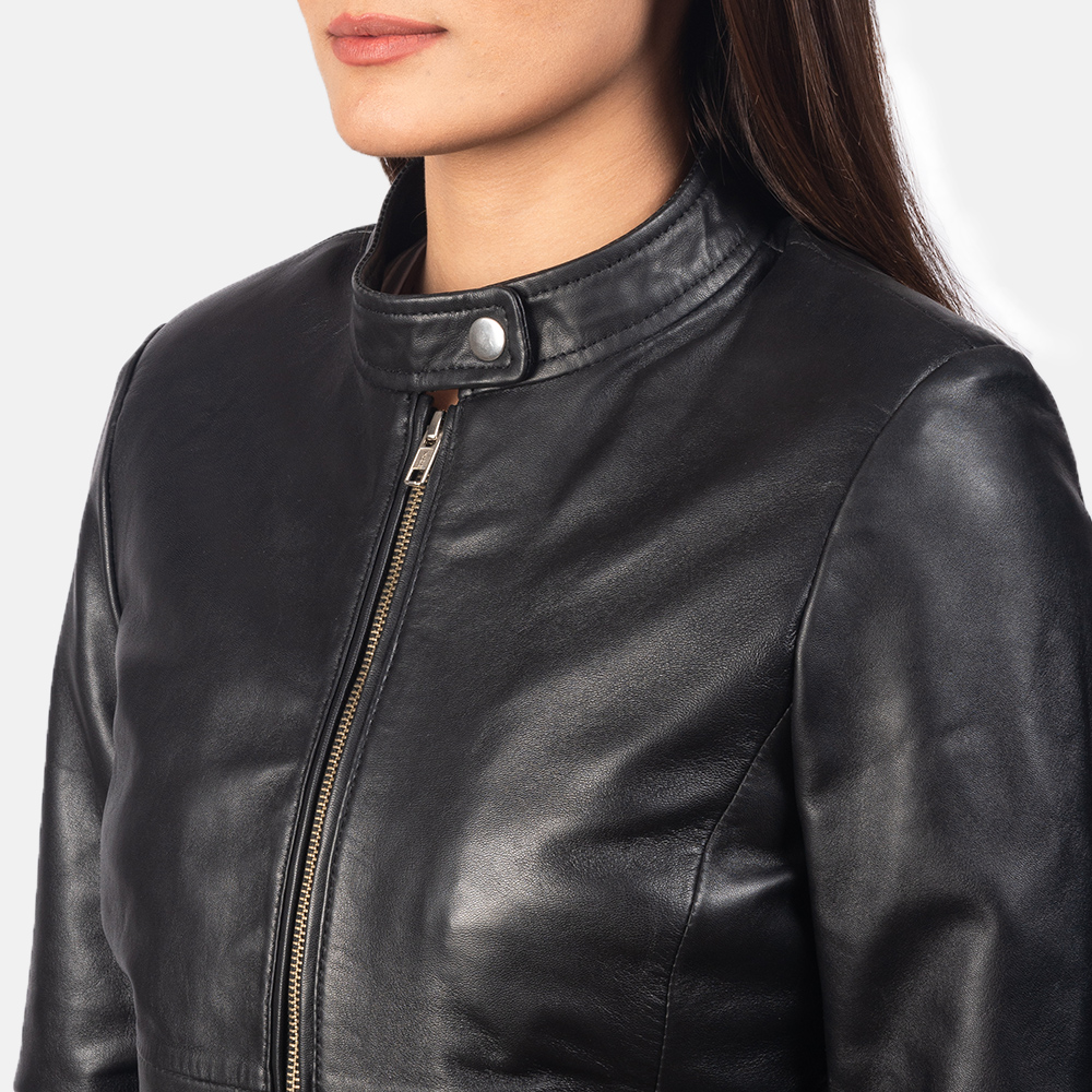 Rave Black Leather Biker Jacket For Women 6-1551971892458
