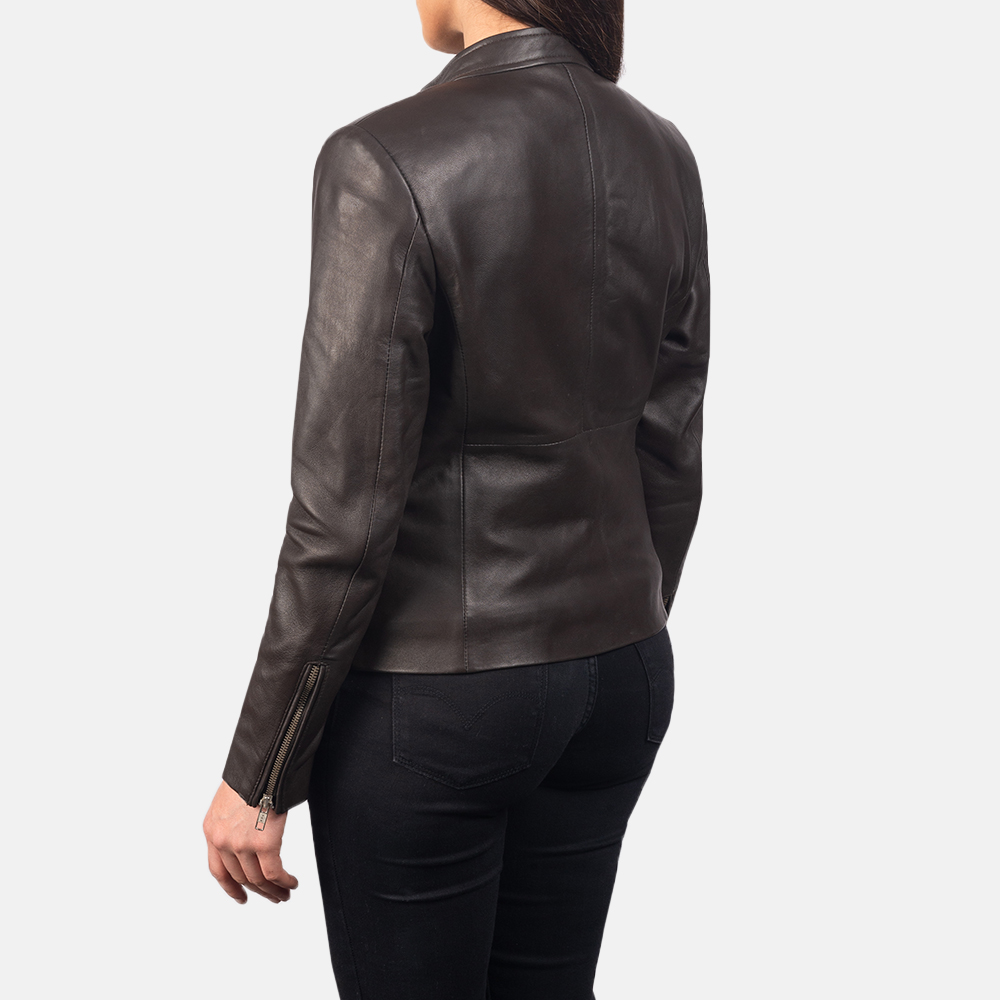 Rave Brown Leather Biker Jacket For Women 5-1551972077998