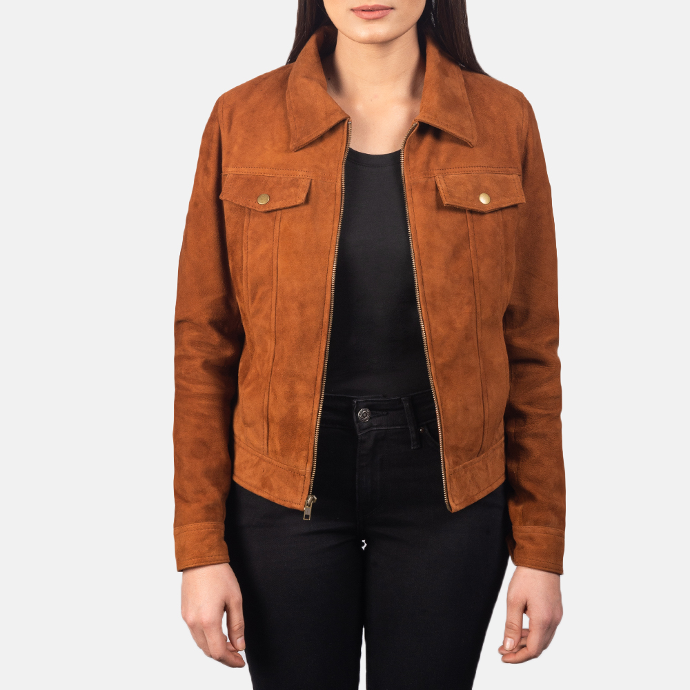 Suzy Brown Suede Jacket For Women 2-1551970866702