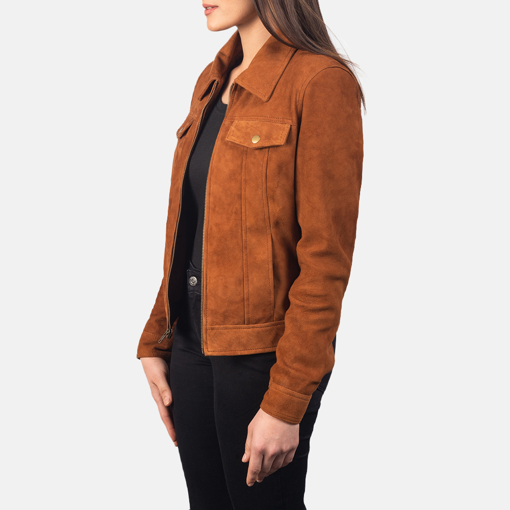 Suzy Brown Suede Jacket For Women 3-1551970866568