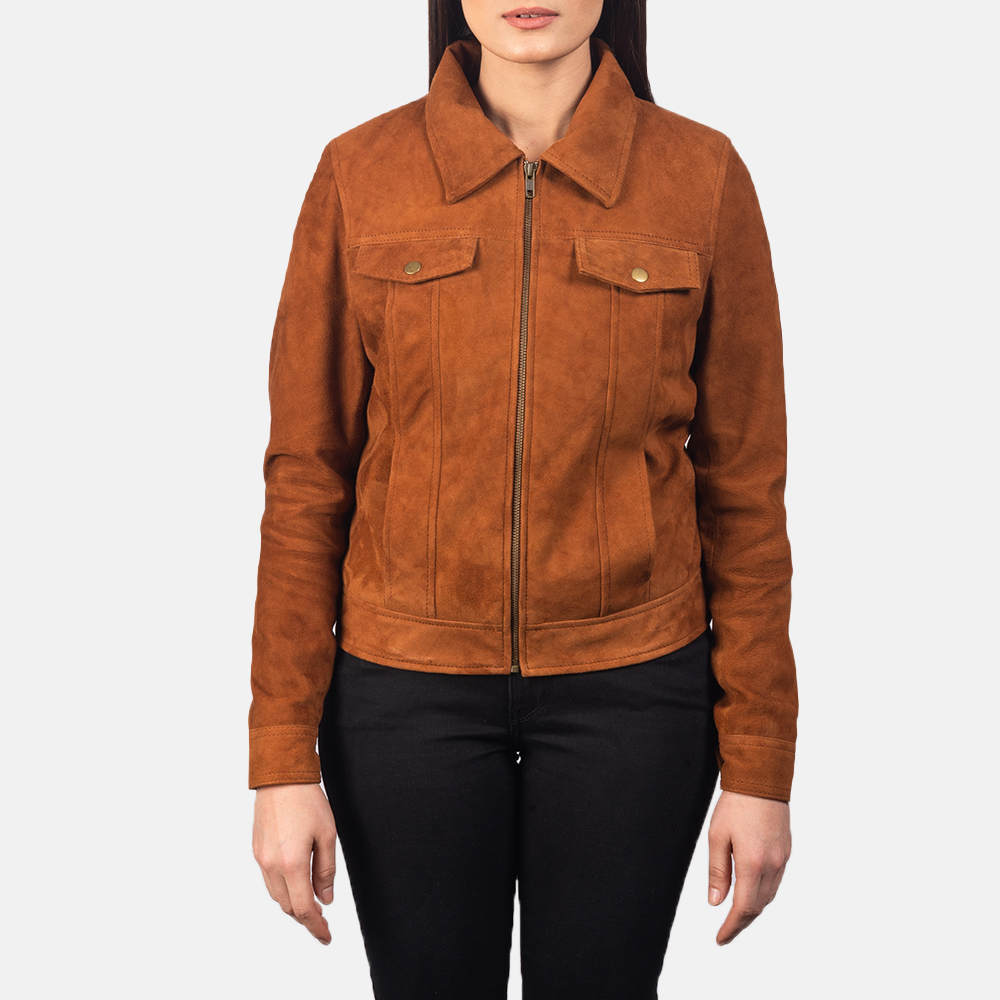 Suzy Brown Suede Jacket For Women 4-1551970866796
